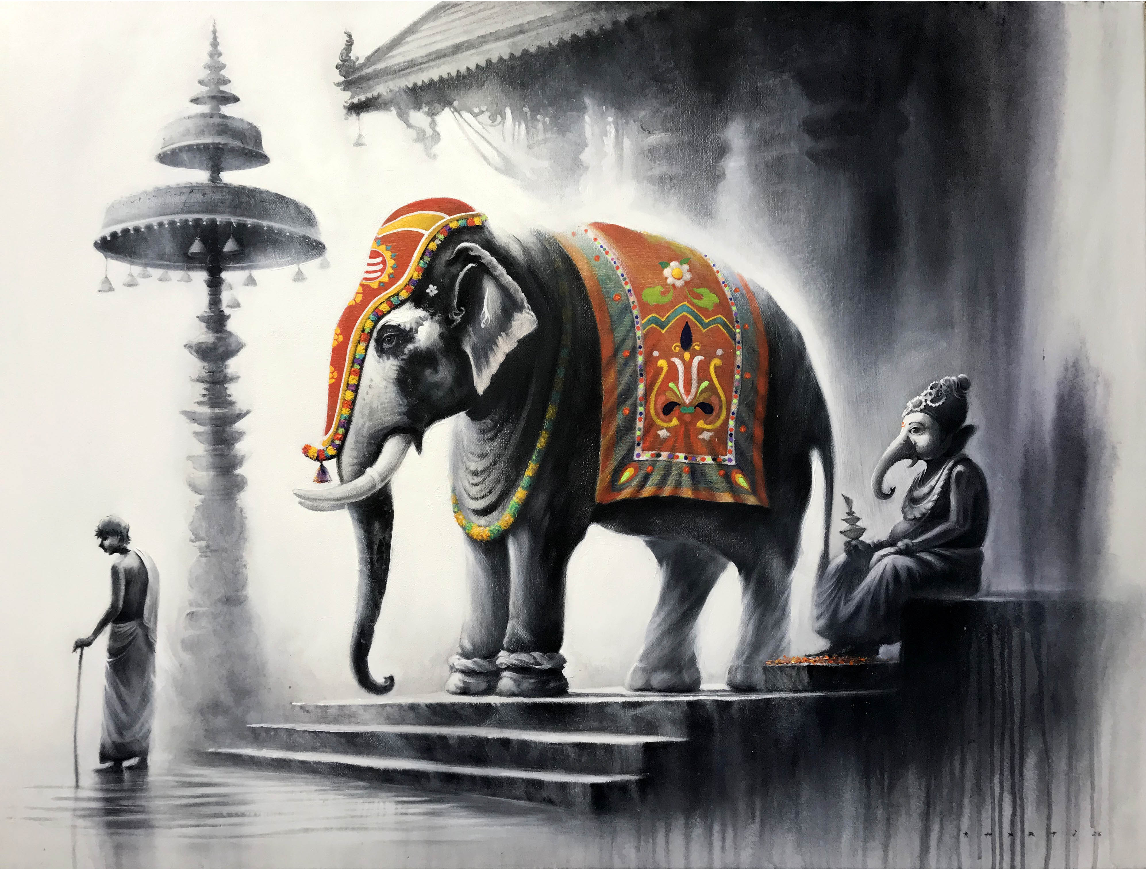 Sacred Majesty, acrylic colour on canvas, by Nilesh Bharti